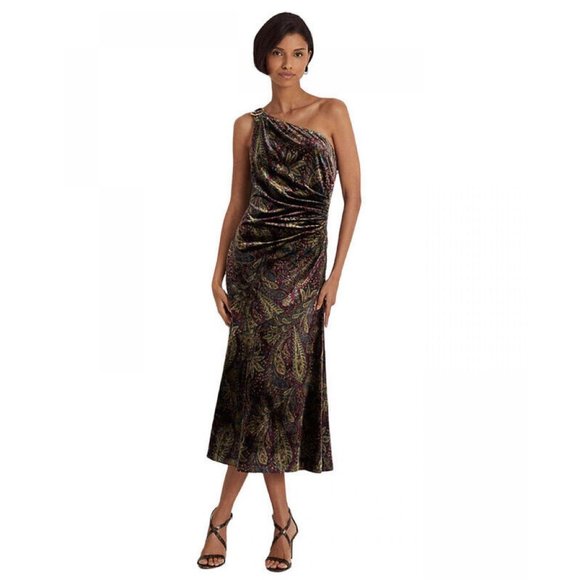 Lauren Ralph Lauren Dresses & Skirts - NWT Lauren Ralph Lauren Velvet Cocktail Dress 253881990001 0 Burgundy Multi